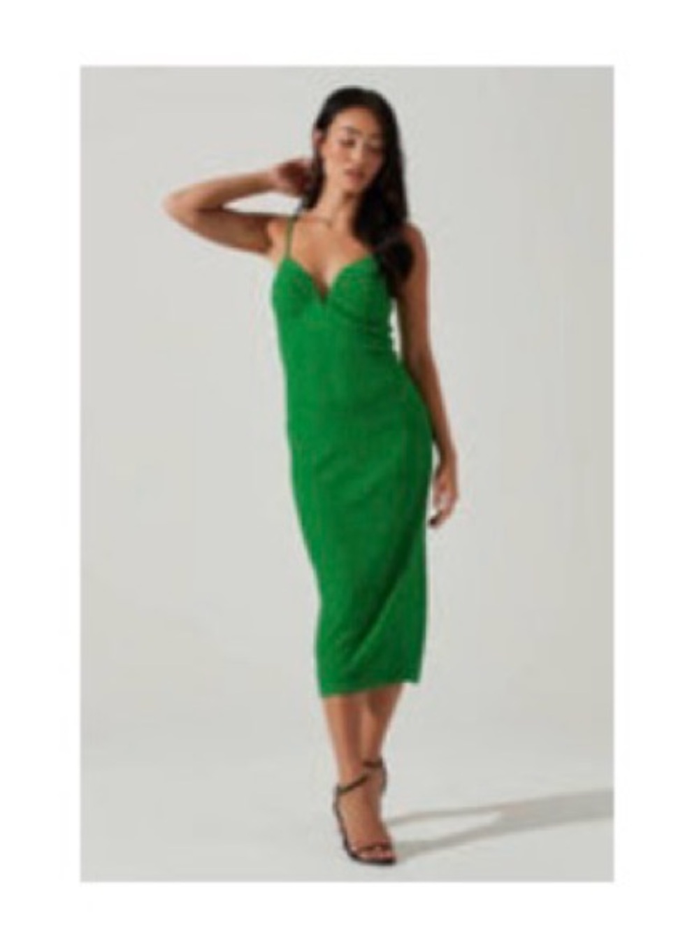 ASTR the Label Green Signy Textured Midi Dress